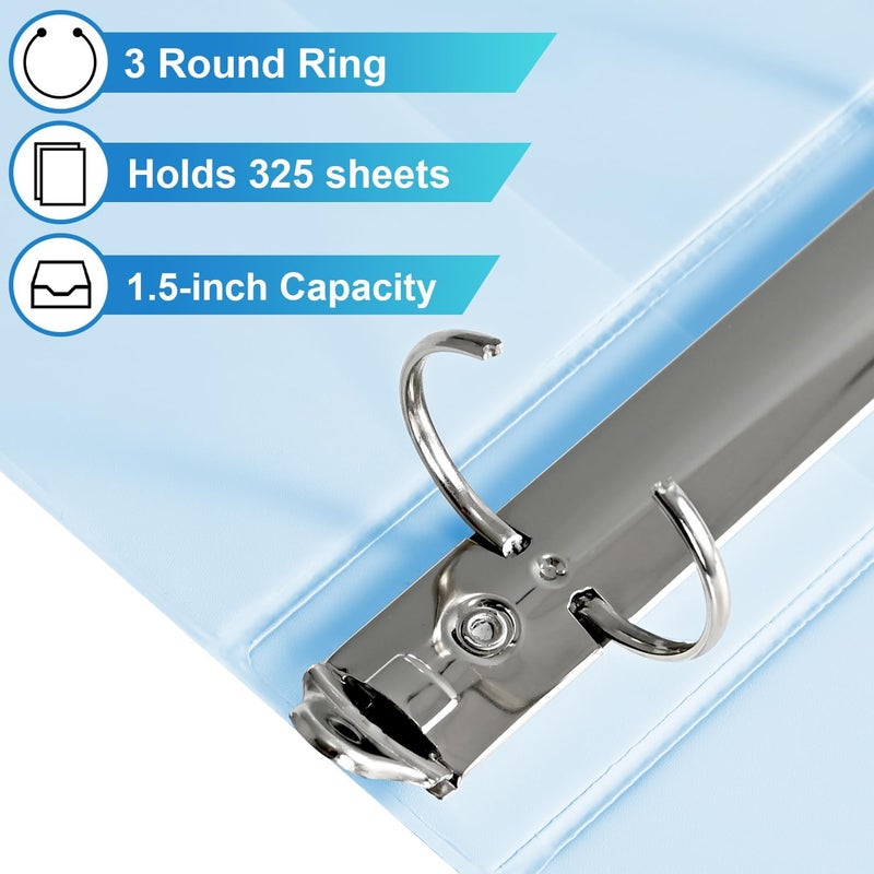 SUIN 1.5'' 3-Ring-Binder with Pockets, 325 Sheets Capacity, 2 inch Binders fits 11" x 8.5" US Letter Size, Assorted 4 Pastel Colors - Ideal for School, Office, and Home Use (1.5 inch) - Image 3